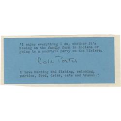 Cole Porter Signature on Card