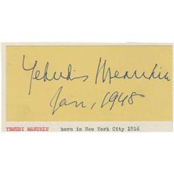 Yehudi Menuhin Signature on Card