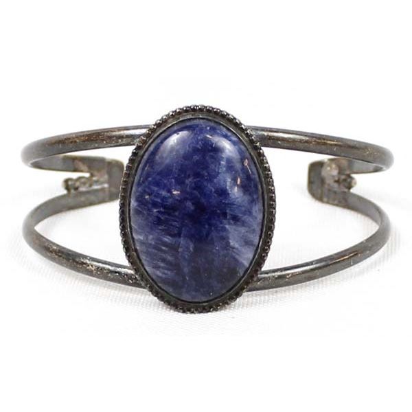 1940s Navajo Sterling Lapis Cuff Bracelet