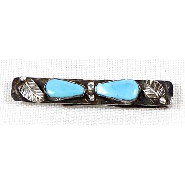 Vintage Native American Navajo Turquoise Tie Clip