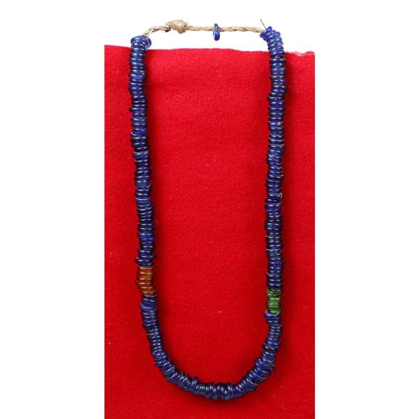 Antique Dutch Donut Cobalt Blue Bead Necklace
