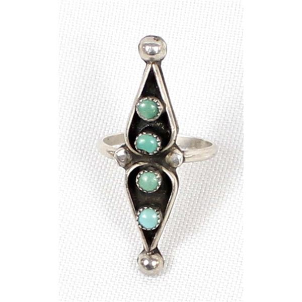 Vintage Zuni Sterling Turquoise Ring, Size 6.25