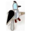 Image 2 : Zuni Sterling Inlay Songbird Ring, Size 7