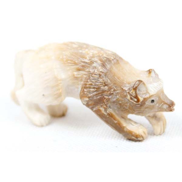 Zuni Fossilized Ivory Wolf Fetish, Parnell Laate