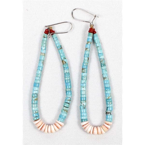 Navajo Turqoise Heishi Jockla Earrings