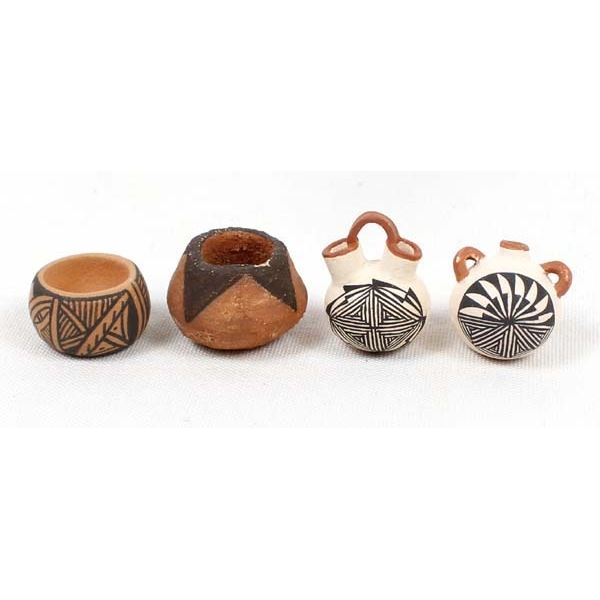 4 Miniature Native American Pottery Jars