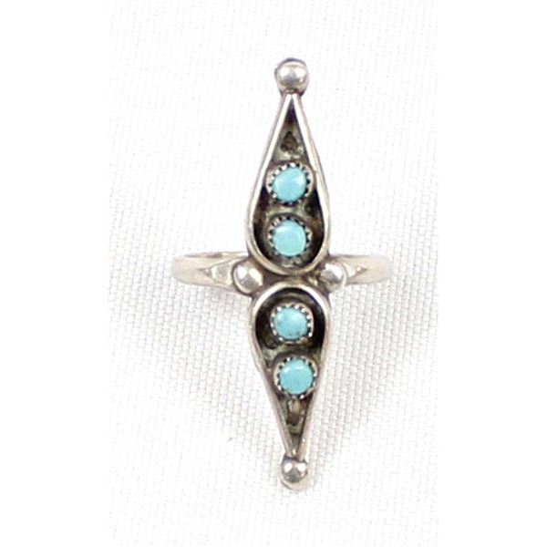Vintage Zuni Sterling Turquoise Ring, Size 6.5