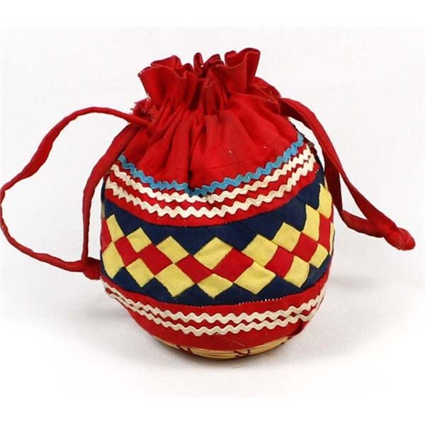 Vintage Seminole Cloth Basketry Drawstring Purse