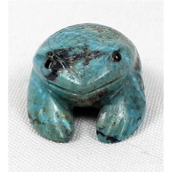 Zuni Carved Turquoise Frog Fetish by V. Cheama