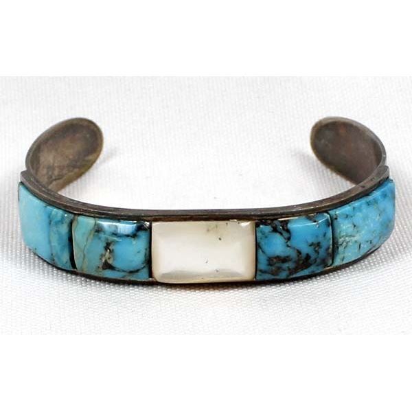Native American Navajo Sterling Silver Overlay Bracelet