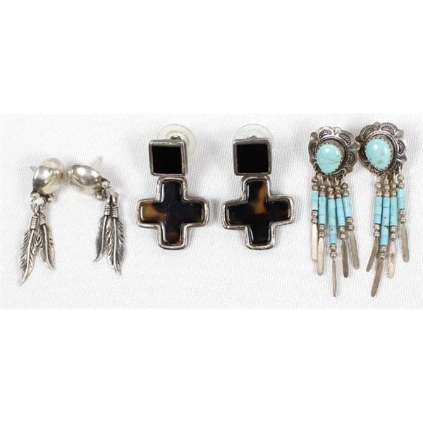 3 Pairs of Sterling Silver Earrings