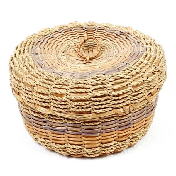 Ho-Chunk Winnebago Multi-Toned Lidded Ash Basket