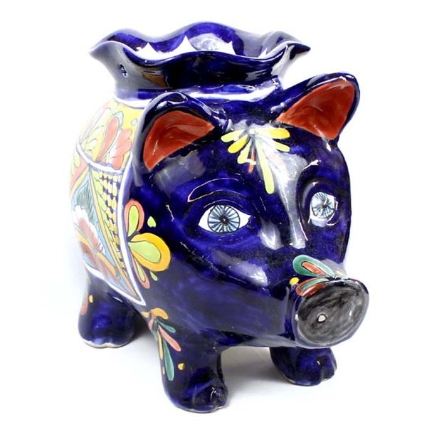 Vintage Mexican Talavera Pig Planter