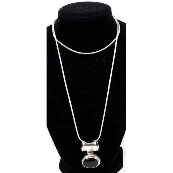 Sterling Onyx Pendant Necklace