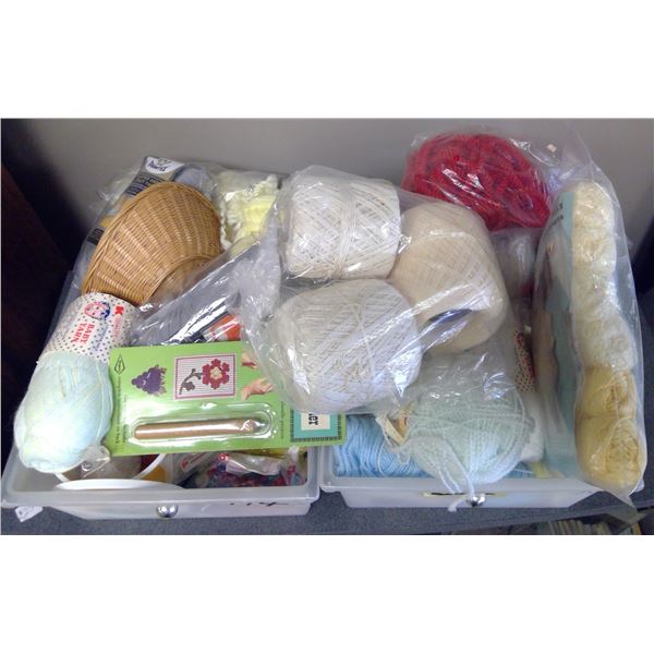 2 Tubs of Yarn & Crochet Supplies