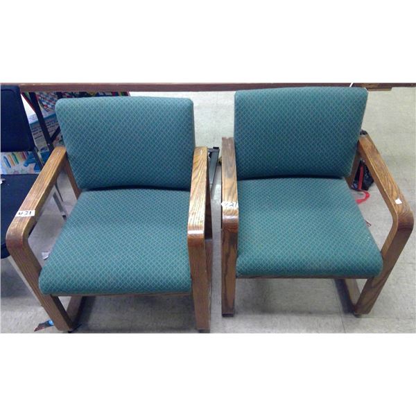 2 Green Upholstered Office Chairs