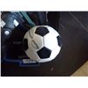 Image 2 : Tub of Sport Items - ski boots, soccer ball, etc.