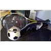 Image 4 : Tub of Sport Items - ski boots, soccer ball, etc.