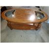 Image 3 : wooden coffee table w/ glass inserts 46"w