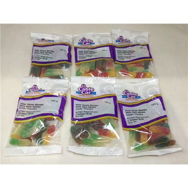 Cable Car Sour Neon Worms (6 x 150g)