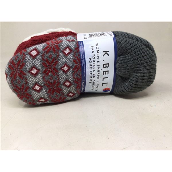 K. Bell Womens Sherpa Slippers 3pk (m/l)