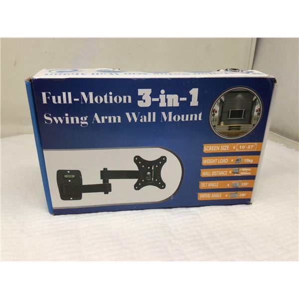 Full Motion 3-in-1 Swing Arm Wall Mount for 10in-27in Screens