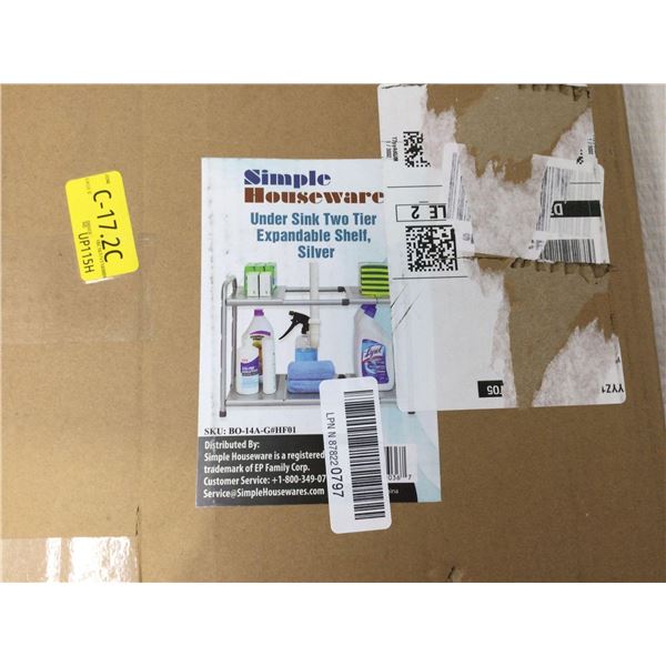 Simple Houseware Under Sink, Two Tier Expandable Shelf-Silver