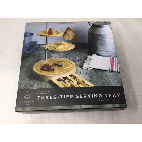 Toscana Three-Tier Serving Tray and Tools Set