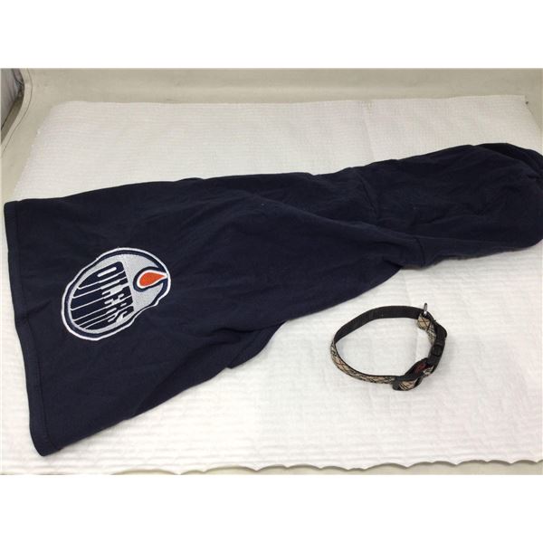 Oilers Dog Hoodie and Small Collar