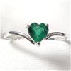 Image 1 : 10K White Gold Emerald(0.4ct) 1 Heart Shaped ,Mix Cut, Intense Green Emerald In 3Claw Setting Ring (