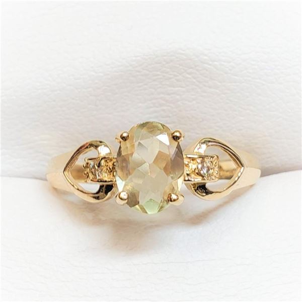 10K White Gold Amazing Rare Color Changing Sultanite (Turkish Diaspore)(1.1ct) 2 Diamond(0.03ct) Cla