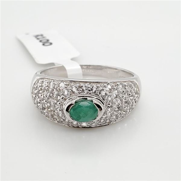 Silver Emerald And White Topaz(1.6ct) Ring, Suggested Retail Value $300 (Estimated Selling Price fro