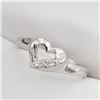 Image 1 : 10K White Gold Diamond(0.04ct) 3 Stone Heart Ring (~Size 6.5)(Ring is resizable for $40), Made in Ca
