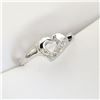 Image 2 : 10K White Gold Diamond(0.04ct) 3 Stone Heart Ring (~Size 6.5)(Ring is resizable for $40), Made in Ca