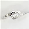 Image 3 : 10K White Gold Diamond(0.04ct) 3 Stone Heart Ring (~Size 6.5)(Ring is resizable for $40), Made in Ca