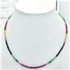 Image 3 : Silver Emerald Ruby Sapphire(31.35ct) Shaded Necklace (~weight 7.3g), Suggested Retail Value $1000 (