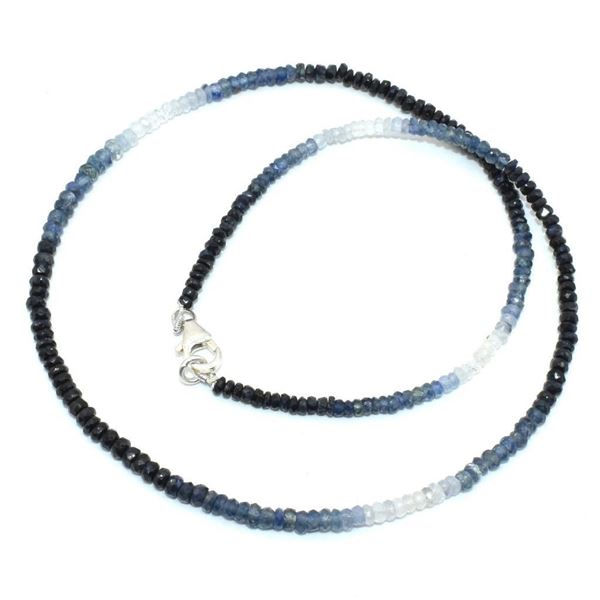 Silver Blue Sapphire(42.2ct) Shaded Necklace (~weight 9.45g), Suggested Retail Value $1000 (Estimate
