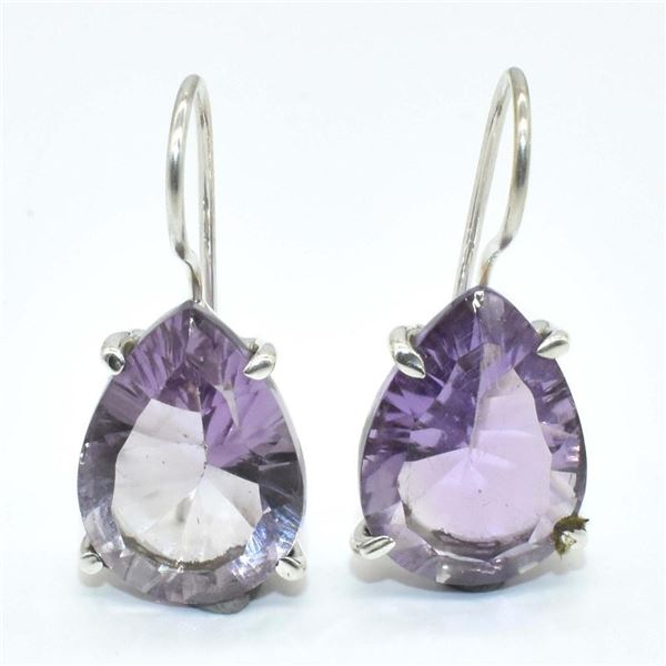 Silver Amethyst(12.6ct) Rhodium Plated Earrings (~weight 5.5g), Suggested Retail Value $300 (Estimat
