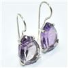 Image 2 : Silver Amethyst(12.6ct) Rhodium Plated Earrings (~weight 5.5g), Suggested Retail Value $300 (Estimat
