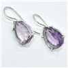 Image 3 : Silver Amethyst(12.6ct) Rhodium Plated Earrings (~weight 5.5g), Suggested Retail Value $300 (Estimat