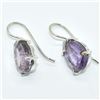 Image 4 : Silver Amethyst(12.6ct) Rhodium Plated Earrings (~weight 5.5g), Suggested Retail Value $300 (Estimat