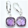 Image 1 : Silver Amethyst(4.5ct) Rhodium Plated Earrings (~weight 2.75g), Suggested Retail Value $150