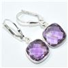 Image 2 : Silver Amethyst(4.5ct) Rhodium Plated Earrings (~weight 2.75g), Suggested Retail Value $150