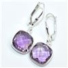 Image 3 : Silver Amethyst(4.5ct) Rhodium Plated Earrings (~weight 2.75g), Suggested Retail Value $150