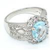 Image 3 : Silver Blue Topaz Cz(3.3ct) Rhodium Plated Ring (~weight 5.5g), Suggested Retail Value $300 (Estimat
