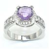 Image 2 : Silver Amethyst Cz(3.3ct) Rhodium Plated Ring (~weight 4.7g), Suggested Retail Value $250 (Estimated