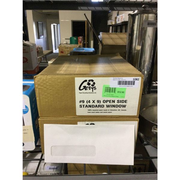 Case of Greys #9 (4 x 9) Open Side Standard Window Envelopes Lot of 2Â 