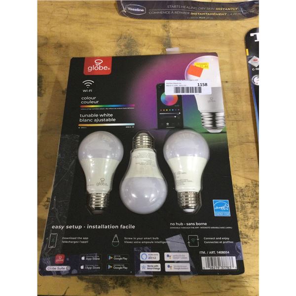 Globe Wi-Fi A19 Color Changing Tunable LED Bulbs in White 3-Pack