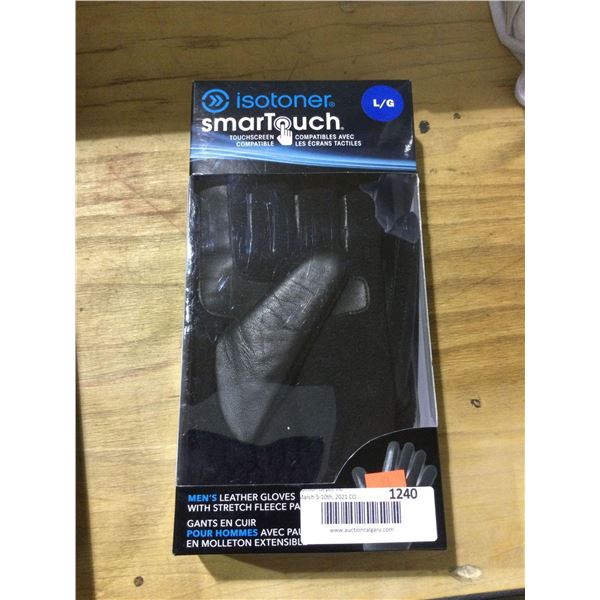Isotoner Mens Smartouch Stretch Leather Gloves - LG