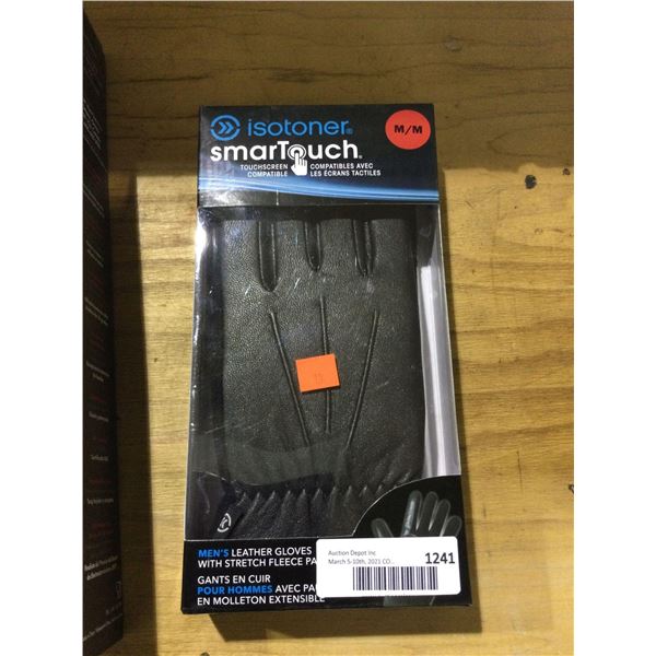 Isotoner Mens Smartouch Stretch Leather Gloves - M/M